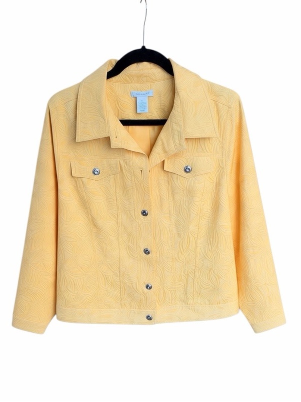 Laura Ashley Yellow Floral Jacquard Button Front Jacket Size L